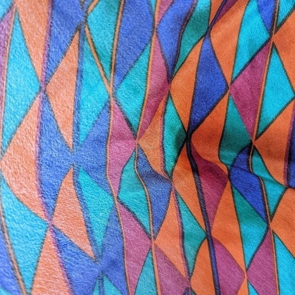Vintage Diane Von Furstenberg Vintage Geometric Silk Scarf in Victorian Teal